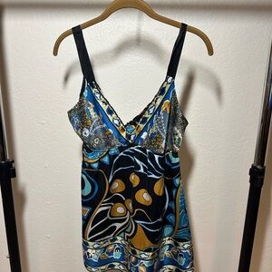 VINTAGE BOHO Hale Bob Silk Camisole Tank Top with Multicolored Print